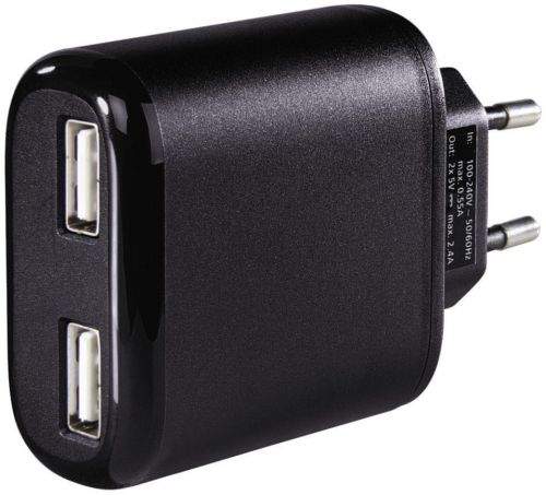 Hama Dvojitá síťová USB nabíječka, 4,8 A, AutoDetect 123546