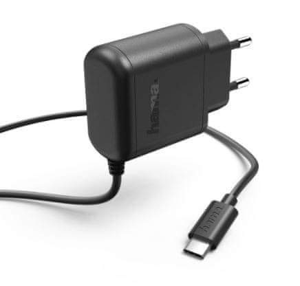 Hama Síťová nabíječka s kabelem, USB typ C (USB-C), 3 A, krabička Prime