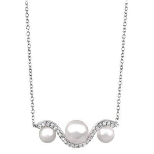Silver Cat Elegantní stříbrný náhrdelník se zirkony a perlou SC340 stříbro 925/1000