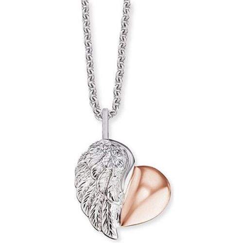 Engelsrufer Stříbrný bicolor náhrdelník Srdce s křídlem a zirkony ERN-LILHEARTWBI stříbro 925/1000