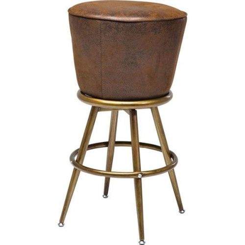 KARE Hnědá kožená barová stolička Lady Rock Vintage