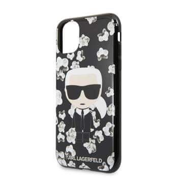 Karl Lagerfeld TPU Flower Kryt pro iPhone 11 Black (EU Blister), KLHCN61FLFBBK