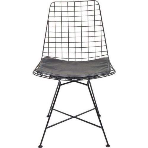 KARE Černá kovová židle s polštářkem Grid