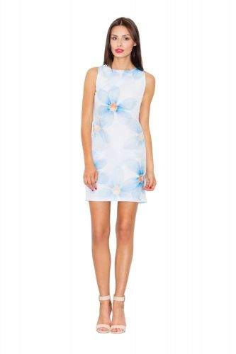 Figl Dámské šaty M498 - Figl bílo-modré květy 38