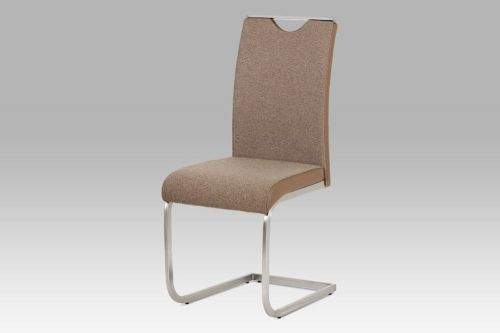 Autronic Jídelní židle látka a koženka cappuccino broušený nerez HC-921 CAP2