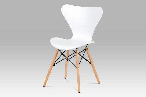 Autronic Jídelní židle bílý plast a dřevo natural CT-742 WT