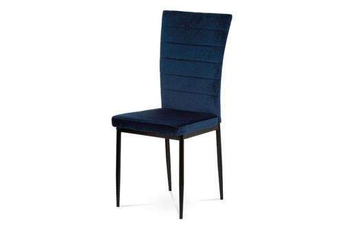 Autronic Jídelní židle, modrá látka samet, kov černý mat AC-9910 BLUE4