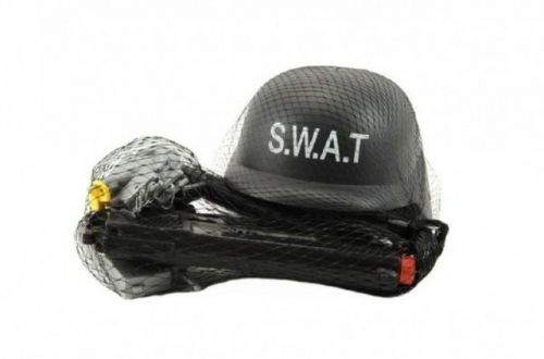 Teddies Sada SWAT helma+pistole na setrvačník s doplňky plast v síťce