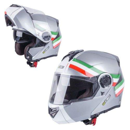 W-TEC Výklopná moto helma Vexamo - barva šedá-trikolor, velikost XS (53-54)