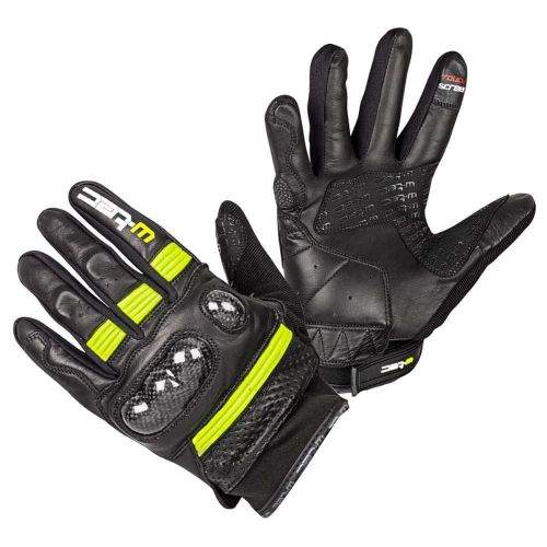 W-TEC Moto rukavice Rushin - barva Black-Fluo Yellow, velikost S