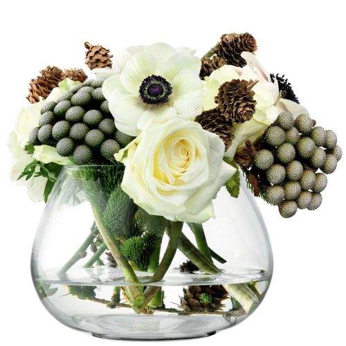 LSA International Flower skleněná váza pro aranžmá na stůl čirá, v.11.5cm, LSA, Handmade