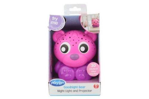Lamps Playgro - Usínací lampička medvídek s projektorem-růžový