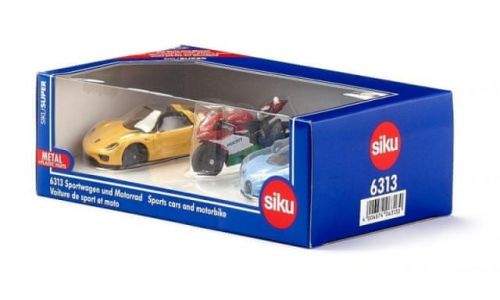 SIKU SIKU Super 6313 - Set 2 sportovní aut a motorka