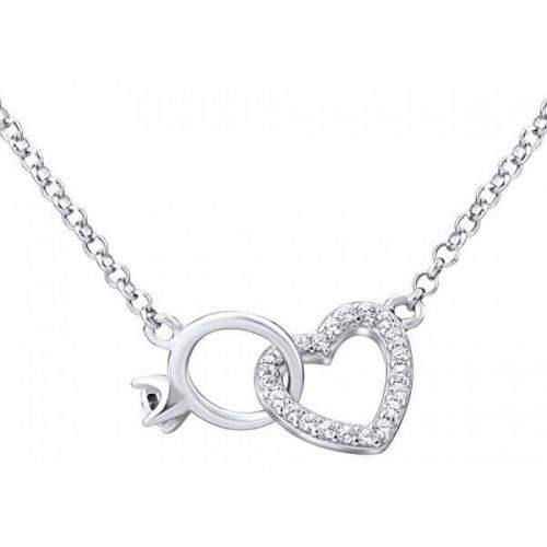 Silvego Stříbrný náhrdelník srdce propojené s prstýnkem MWN01149 stříbro 925/1000