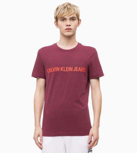 Calvin Klein Pánské tričko OU39 vínová - Calvin Klein vínová M