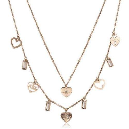 Brosway Růžově pozlacený ocelový náhrdelník s přívěsky Chant BAH17