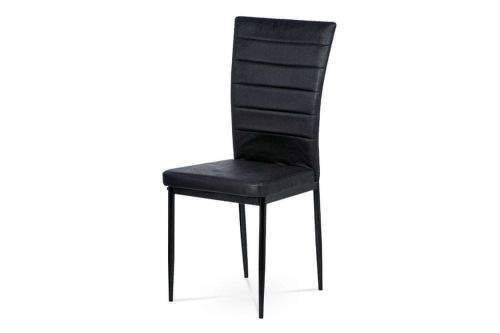 Autronic Jídelní židle, černá látka imitace broušené kůže, kov černý mat AC-9910 BK3