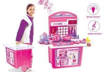 G21 Hračka Dětská kuchyňka s příslušenstvím v kufru růžová