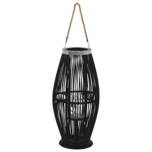 shumee Závěsná lucerna na svíčku bambus 60 cm černá