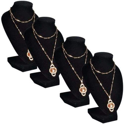 shumee Flanelový stojan na náhrdelníky a řetízky černý, 9 x 8,5 x 15 cm, 4 ks