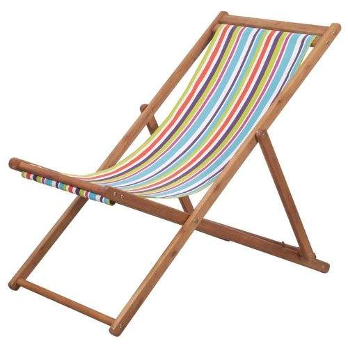 shumee Skládací plážové křeslo látka a dřevěný rám vícebarevné