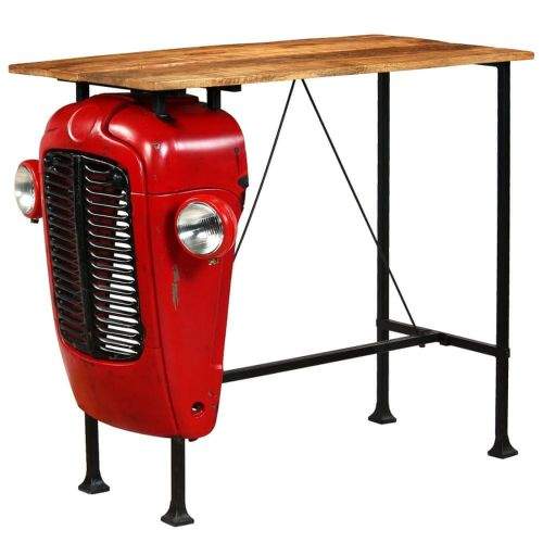 shumee Barový stůl Traktor z mangovníkového dřeva červený 60x120x107cm