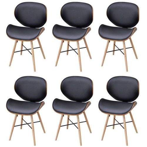 shumee Jídelní židle 6 ks černé ohýbané dřevo a umělá kůže