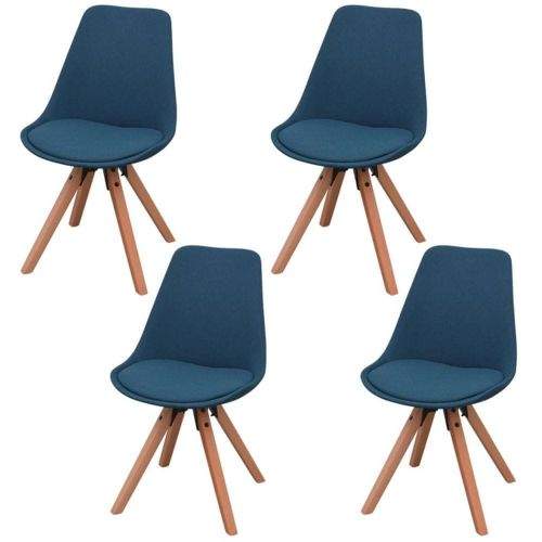 shumee Jídelní židle 4 ks modré textil