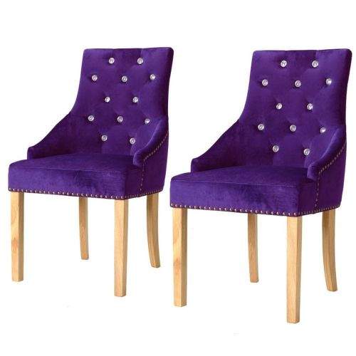 shumee Jídelní židle 2 ks fialové masivní dubové dřevo a samet