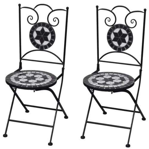 shumee Skládací bistro židle 2 ks keramické černé a bílé