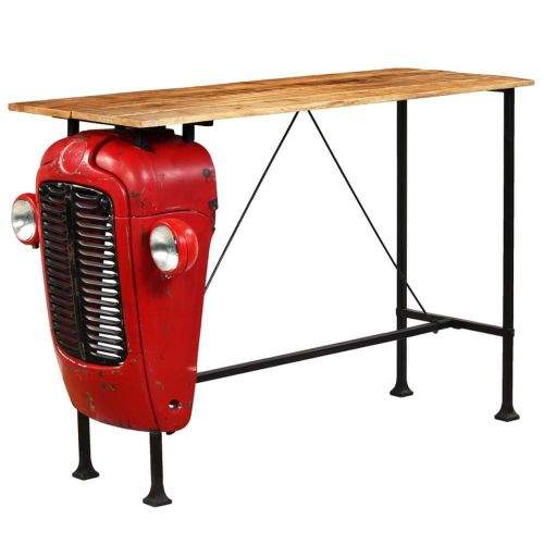 shumee Barový stůl traktor z mangovníkového dřeva červený 60x150x107cm