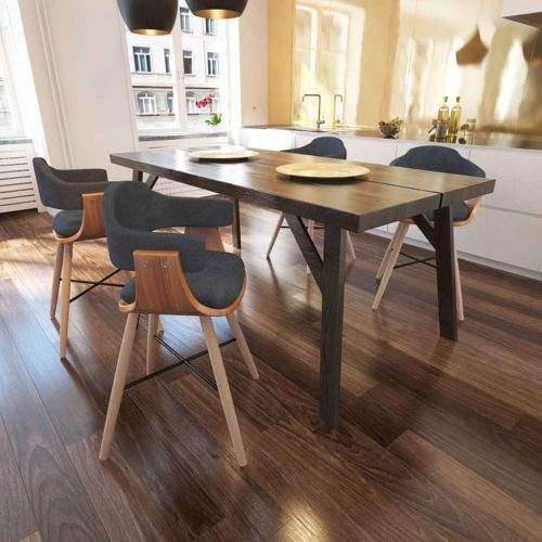 shumee Jídelní židle 4 ks tmavě šedé ohýbané dřevo a textil