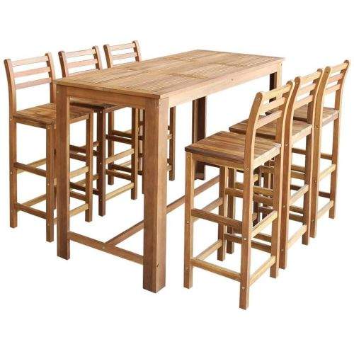 shumee Barový stůl a židle sada 7 kusů z masivního akáciového dřeva
