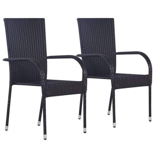 shumee Stohovatelné zahradní židle 2 ks polyratan černé