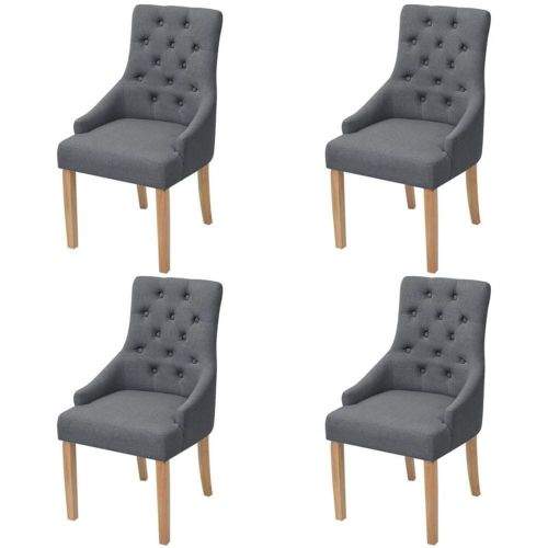 shumee Jídelní židle 4 ks tmavě šedé textil