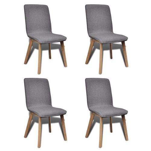 shumee Jídelní židle 4 ks světle šedé textil a masivní dubové dřevo