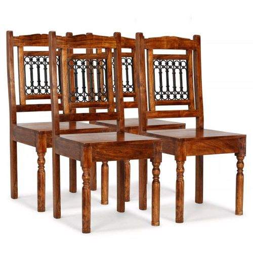 shumee Jídelní židle 4 ks masiv sheeshamový povrch klasický styl