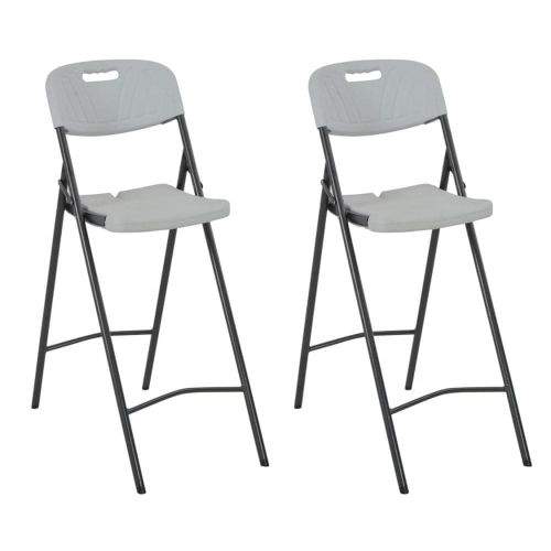 shumee Skládací barové židle 2 ks HDPE a ocel bílé