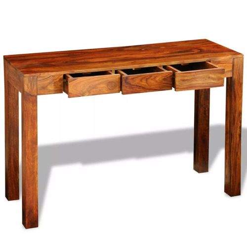 shumee Konzolový stolek se 3 zásuvkami 80 cm masivní sheeshamové dřevo