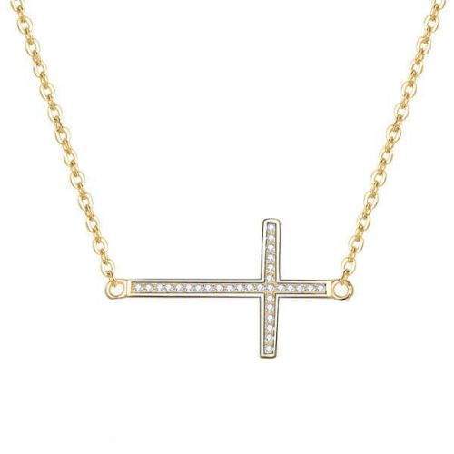 Beneto Pozlacený stříbrný náhrdelník s křížkem AGS196/47-GOLD stříbro 925/1000