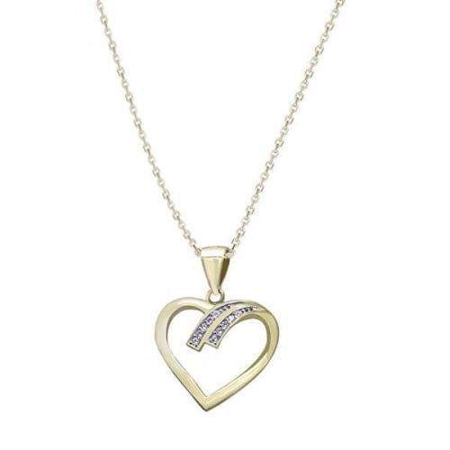 Beneto Pozlaceý stříbrný náhrdelník se srdcem AGS1138/47-GOLD (řetízek, přívěsek) stříbro 925/1000