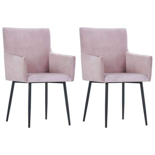 shumee Jídelní židle s područkami 2 ks růžové samet