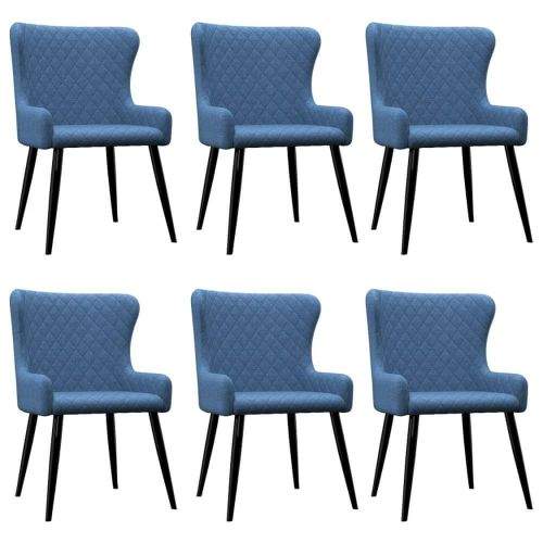 shumee Jídelní židle 6 ks modré textil