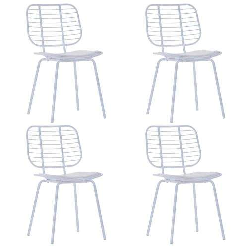 shumee Jídelní židle se sedáky z umělé kůže 4 ks bílé ocelové