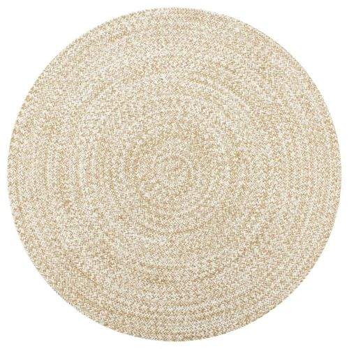 shumee Ručně vyráběný koberec juta bílý a přírodní 90 cm