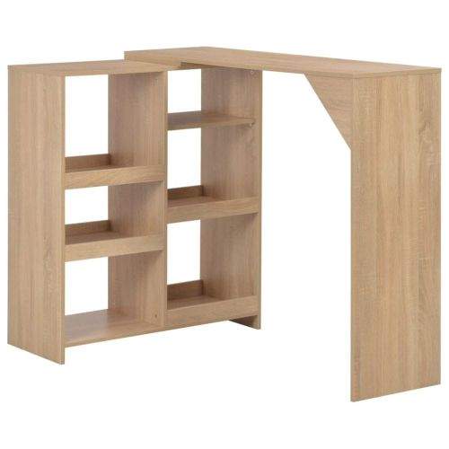shumee Barový stůl s pohyblivým regálem dubový 138 x 40 x 120 cm