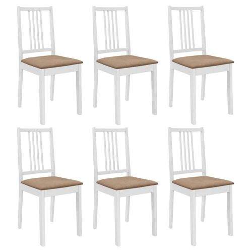 shumee Jídelní židle s poduškami 6 ks bílé masivní dřevo