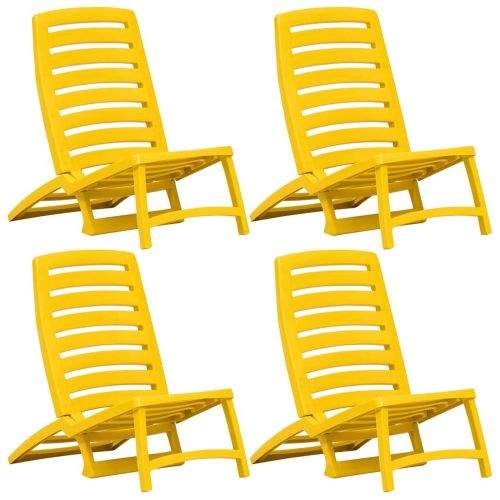 shumee Dětské skládací plážové židle 4 ks plastové žluté