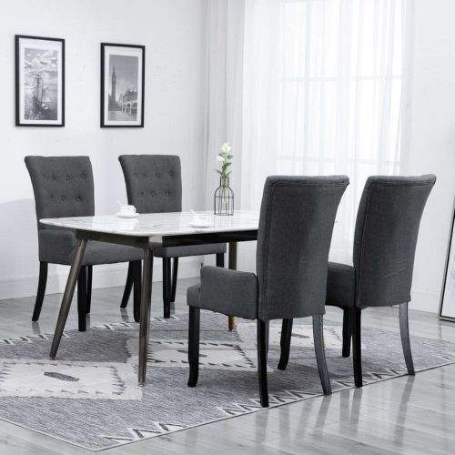 shumee Jídelní židle s područkami 4 ks tmavě šedé textil