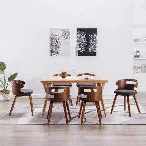 shumee Jídelní židle 6 ks tmavě šedé ohýbané dřevo a textil
